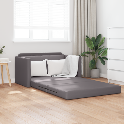 Canapea Pat Floor 2 în 1 Gri 124x71x78 cm Piele Artificială GartenMobel Dekor
