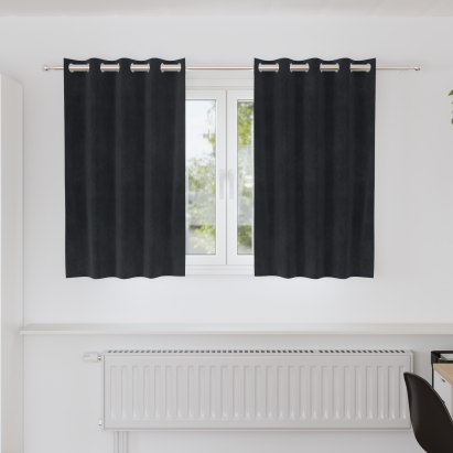 Draperii blackout  cu œillets 2 buc Negru Catifea GartenMobel Dekor