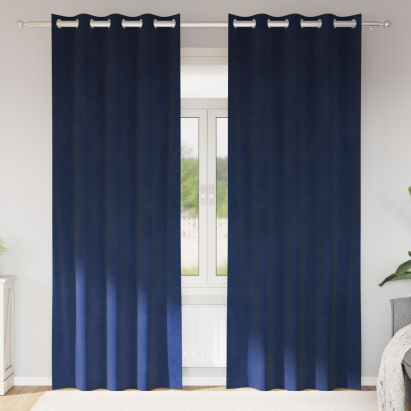 Cortine Blackout  cu ochiuri 2 pcs Bleumarin Catifea GartenMobel Dekor