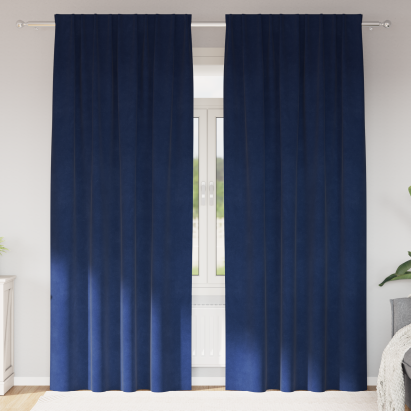 Draperii blackout cu bandă superioară, 2 bucăți, catifea albastră închisă GartenMobel Dekor