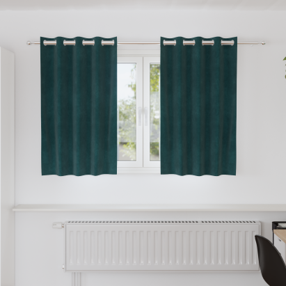 Draperii Blackout  cu ochiuri 2 piese Verde închis Catifea GartenMobel Dekor