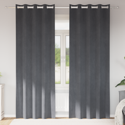 Cortine blackout  cu ochiuri 2 buc Gri super deschis din catifea GartenMobel Dekor