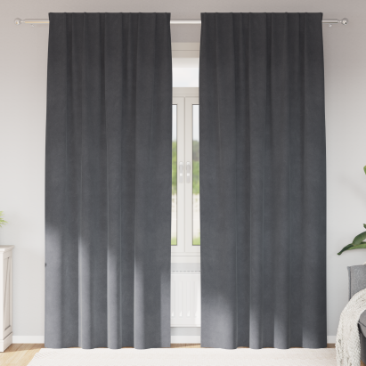 Draperii blackout  cu bandă superioară 2 bucăți Gri deschis catifea GartenMobel Dekor