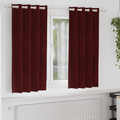 Cortine opace  cu inele 2 bucăți bordo catifea GartenMobel Dekor