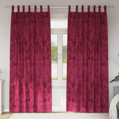 Draperii din catifea 2 buc cu decor deasupra Bordo 225x140 cm GartenMobel Dekor