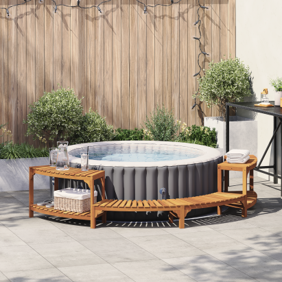 Împrejmuire pentru cadă cu hidromasaj Semicircular 272x120.5x55.5 cm Lemn solid de acacia GartenMobel Dekor