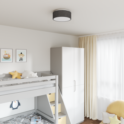 Lămpi de tavan cu abajur stelar Negru Ø 30 cm Țesătură E27 GartenMobel Dekor