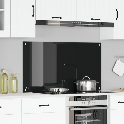 Bucătăria  Backsplash Negru 110x60x0,6 cm din Sticlă Temprată GartenMobel Dekor