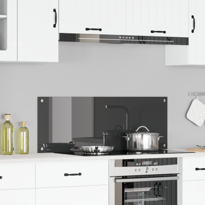 Bucătărie  Backsplash Gri Închis 110x40x0,6 cm Sticlă Temperată GartenMobel Dekor