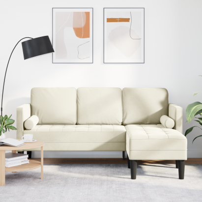 Canapea L Crem 173x131x67 cm Catifea GartenMobel Dekor
