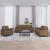Set de canapele cu perne, 3 piese, maro, textil GartenMobel Dekor