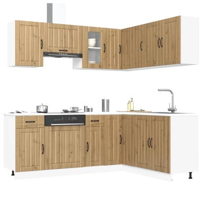 Set dulap de bucătărie 11 piese „Lucca” stejar artizanal lemn GartenMobel Dekor