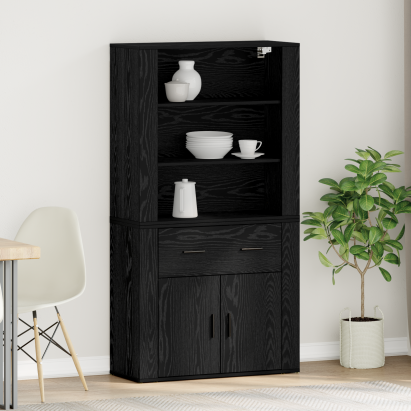 Highboard Stejar Negru Lemn Inginerie GartenMobel Dekor