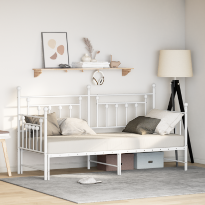 Cadru de pat daybed cu trundle  Alb 75x190 cm din Oțel GartenMobel Dekor
