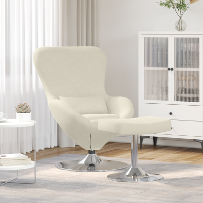 Scaun tip ou  cu taburet Crem Catifea GartenMobel Dekor