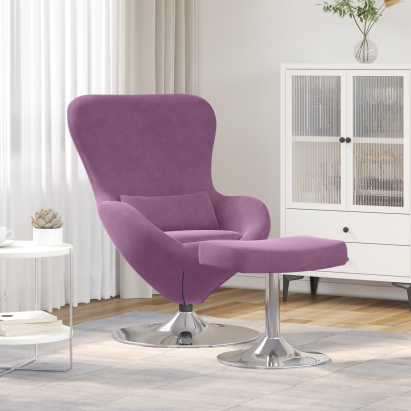 Scaun Egg  cu suport pentru picioare Catifea Violet GartenMobel Dekor