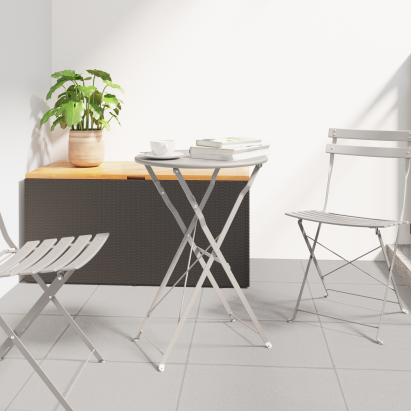 Masă de Bistro Pliabilă Bej Ø50x71 cm din Oțel Vopsit GartenMobel Dekor