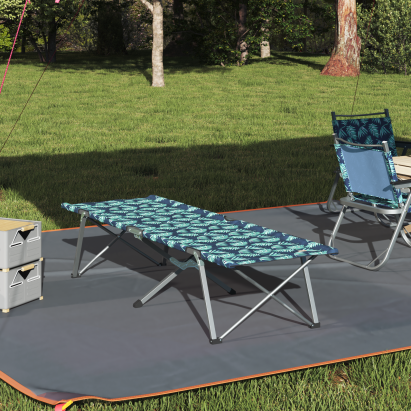 Pat pliabil pentru camping cu geantă de transport model de frunze 600D Oxford GartenMobel Dekor
