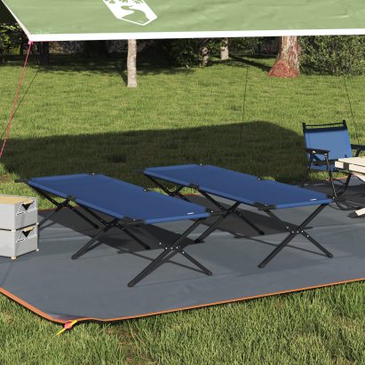 Paturi Pliabile pentru Soare 2 buc. cu Geantă Albastru Fabric Oxford 600D GartenMobel Dekor