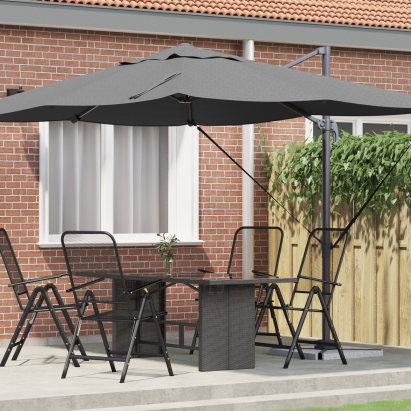 Umbra Cantilever Antracit Poliester, Oțel Vopsit cu Pulbere Mare GartenMobel Dekor