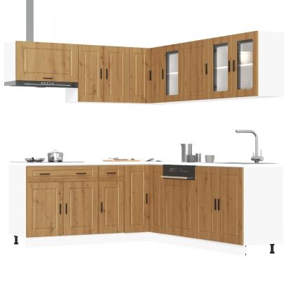 Set dulap de bucătărie 11 piese „Porto” stejar artizanal lemn GartenMobel Dekor