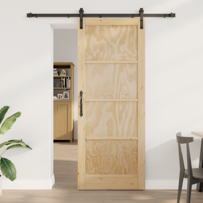 Ușa glisantă  cu set de accesorii 83x211 cm din lemn solid de pin, Ușa interioară  "ORKDAL" 83x211x4 cm din lemn solid de pin GartenMobel Dekor