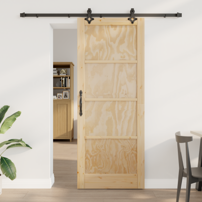 Ușă Glisantă  cu Set de Hardware 83x211 cm Lemn Masiv de Pin, Ușă Interioară  "ORKDAL" 83x211x4 cm Lemn Masiv de Pin GartenMobel Dekor