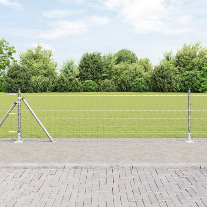 Euro Fence cu 13 stâlpi cu flanșă 0.6x25 m Oțel galvanizat GartenMobel Dekor