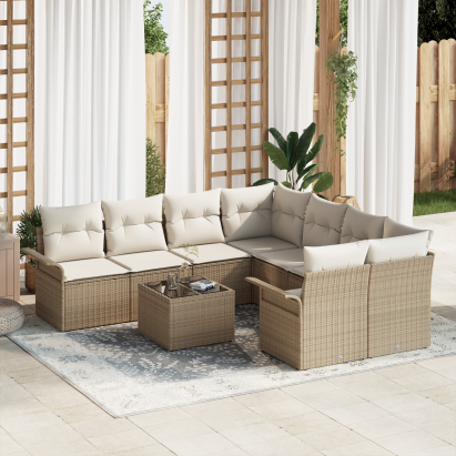 Set de Sofa de Grădină cu Pernuțe Bej din Ratan Poli GartenMobel Dekor