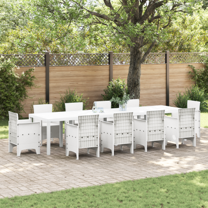 Masă de Grădină Albă 350x100x73 cm Poly Rattan GartenMobel Dekor