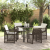 Set Masă Grădină  cu Perne Maro Poli Ratan, Masă Grădină  Neagră 80x80x73 cm Sticlă Temperată GartenMobel Dekor