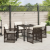 Set Masă Grădină  cu Perne Maro Poli Ratan, Masă Grădină  Neagră 80x80x73 cm Sticlă Temperată GartenMobel Dekor