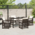 Set de Masă pentru Grădină  cu Perne Maro Răchită Poli, Masă pentru Grădină  Neagră 140x80x73 cm Sticlă Întărită GartenMobel Dekor