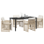 Set dining grădină  cu perne Bej din ratan poliat, Masa grădină  Neagră 160x80x73 cm cu sticlă temperată GartenMobel Dekor
