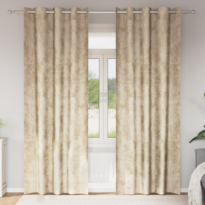 Draperii din catifea Crem Poliester 140 x 225 cm Modern GartenMobel Dekor