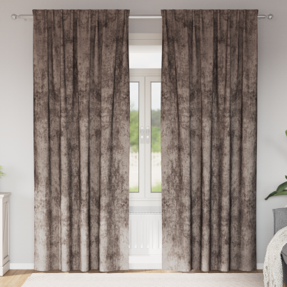 Cortine din catifea 2 buc. cu buzunar pentru baghetă Cappuccino 260x140 cm GartenMobel Dekor