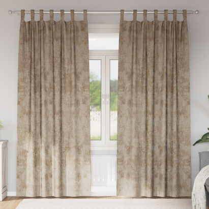 Draperii din Catifea 2 pcs cu Capete de Tab Champagne 245x140 cm GartenMobel Dekor