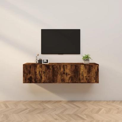 Dulapuri TV montate pe perete 2 buc stejar afumat, 80x34,5x40cm GartenMobel Dekor