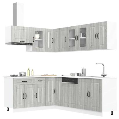 Set de dulapuri de bucătărie 11 piese „Kalmar” lemn Sonoma gri GartenMobel Dekor