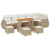 Set canapea grădină 10 piese cu pernițe Bej Ratan Poli Acacia, Set masă grădină 4 piese cu pernițe Bej Ratan Poli Acacia GartenMobel Dekor