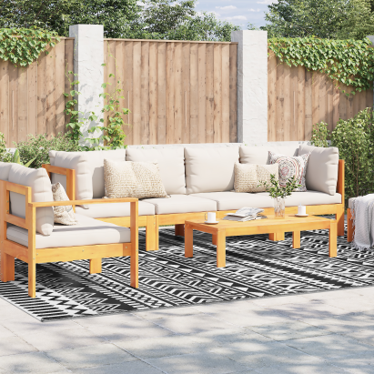 Covor exterior ARAKIL Alb și negru Țesătură, Poliester Mari Model GartenMobel Dekor