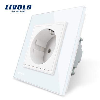 Priza simpla Livolo cu rama din sticla SmartElectro IntelligentHouse
