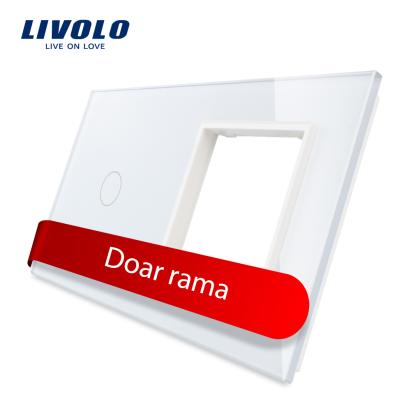 Panou intrerupator simplu cu touch si priza simpla Livolo din sticla SmartElectro IntelligentHouse
