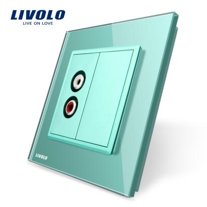 Priza simpla audio Livolo cu rama din sticla SmartElectro IntelligentHouse