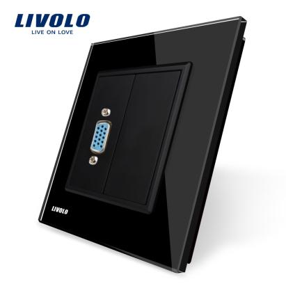 Priza cu mufa VGA mama Livolo cu rama din sticla SmartElectro IntelligentHouse