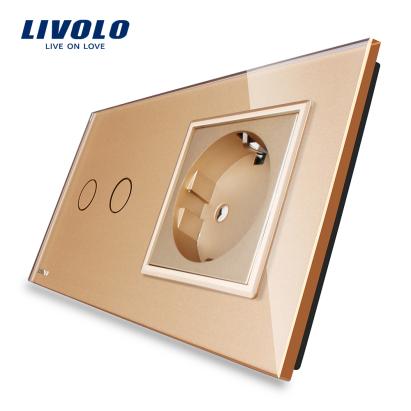 Intrerupator dublu + priza simpla Livolo rama din sticla SmartElectro IntelligentHouse