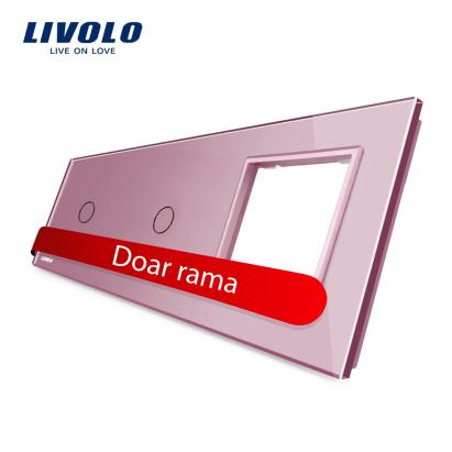 Panou 2 intrerupatoare simple cu touch si priza Livolo din sticla SmartElectro IntelligentHouse