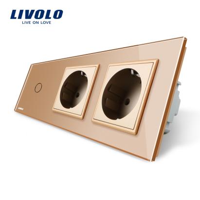 Intrerupator LIVOLO simplu cu touch si 2 prize din sticla SmartElectro IntelligentHouse