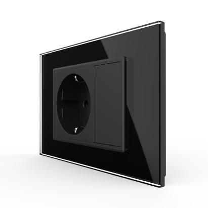 Priza simpla cu blank Livolo cu rama din sticla 3M, standard Italian, Serie noua SmartElectro IntelligentHouse