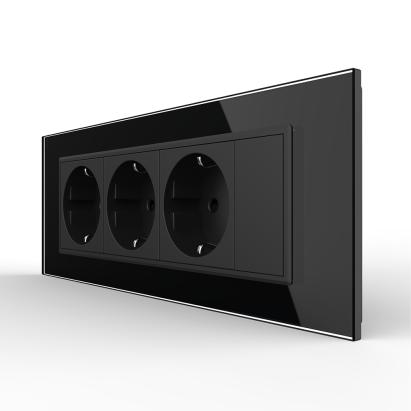 Priza tripla cu blank Livolo cu rama din sticla 6/7 module - standard Italian SmartElectro IntelligentHouse